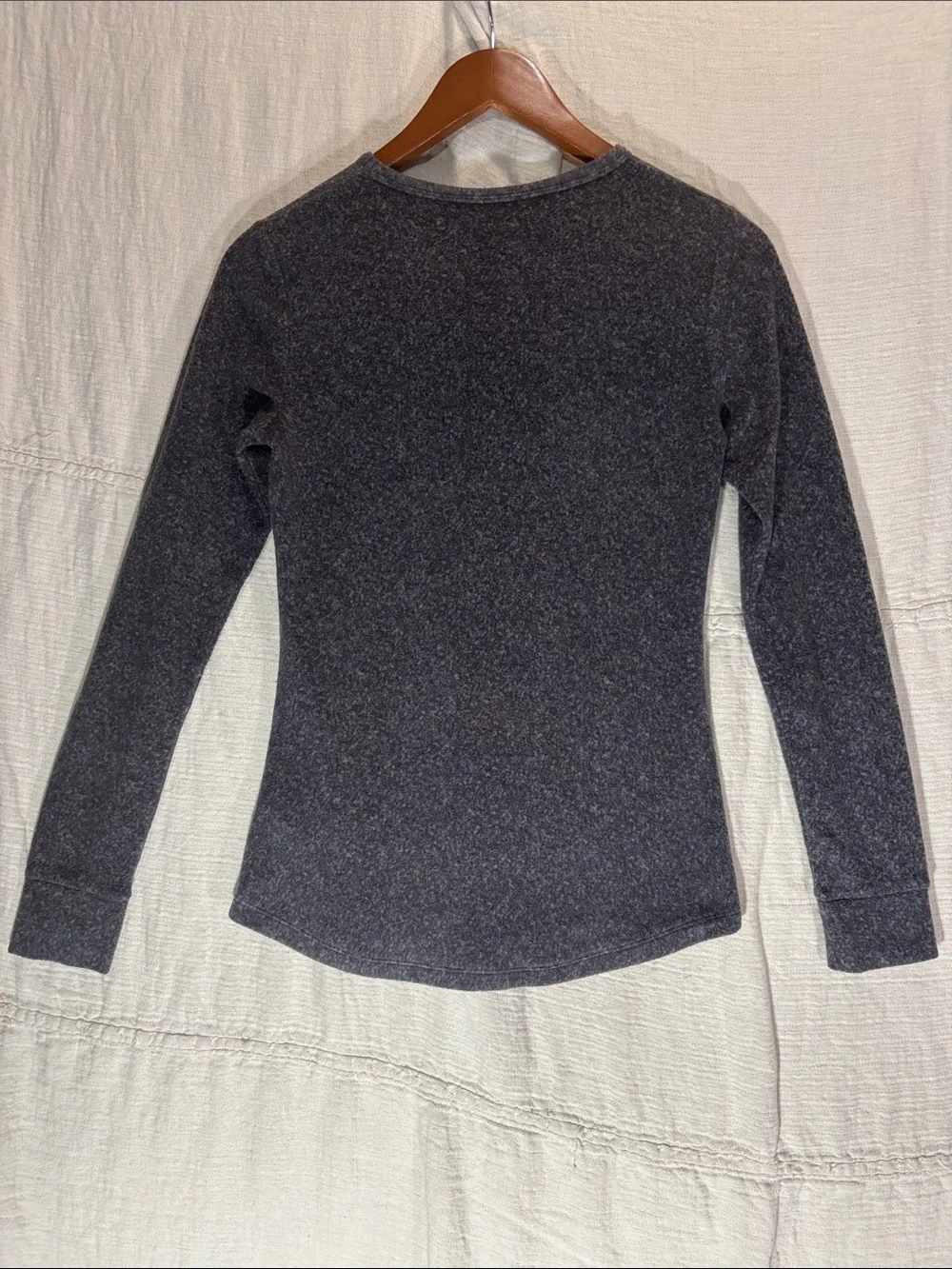 Cuddl Duds Fleecewear with Stretch Long Sleeve Crew Top Charcoal Heather Small